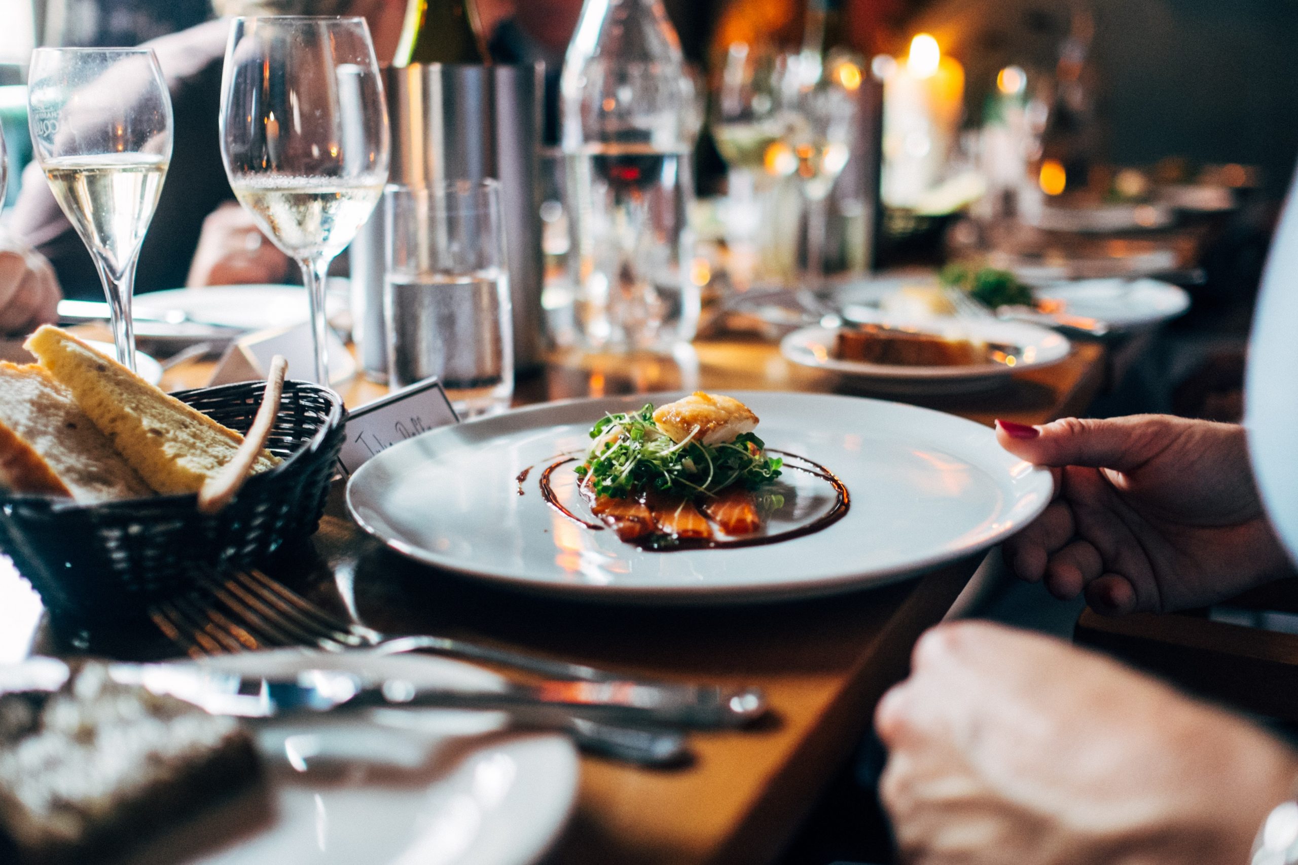 French restaurant plate on table